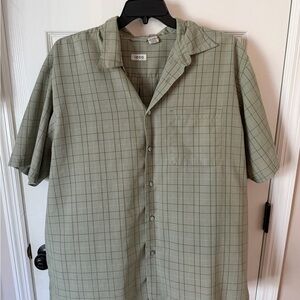 Izod Olive Checkered Short Sleeve Shirt